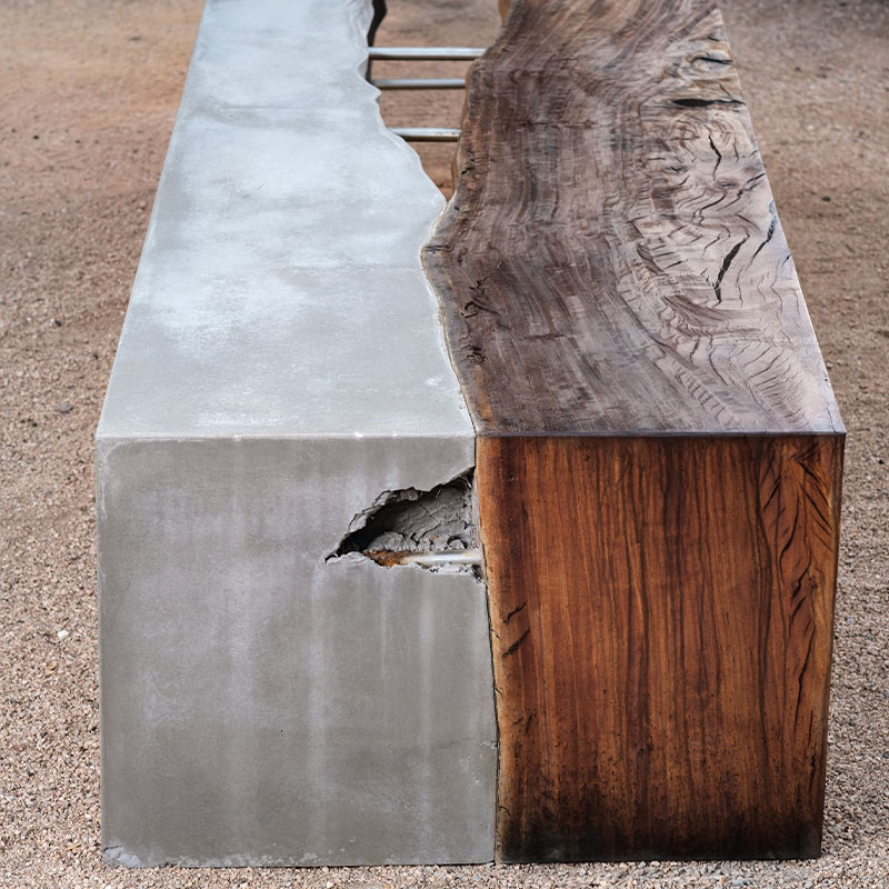 Ironwood Mills Residential - Eucalyptus and Concrete Bench with Steel Inserts