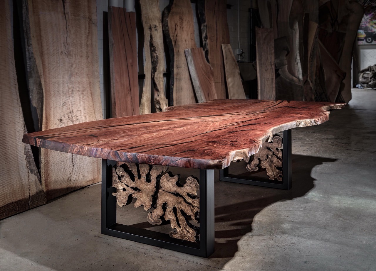 Eucalyptus Puzzle Inlay Dining Table | Ironwood Mills Furniture