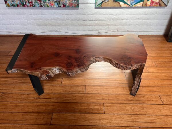 Live Edge Waterfall Coffee Table with Steel End Cap and Legs