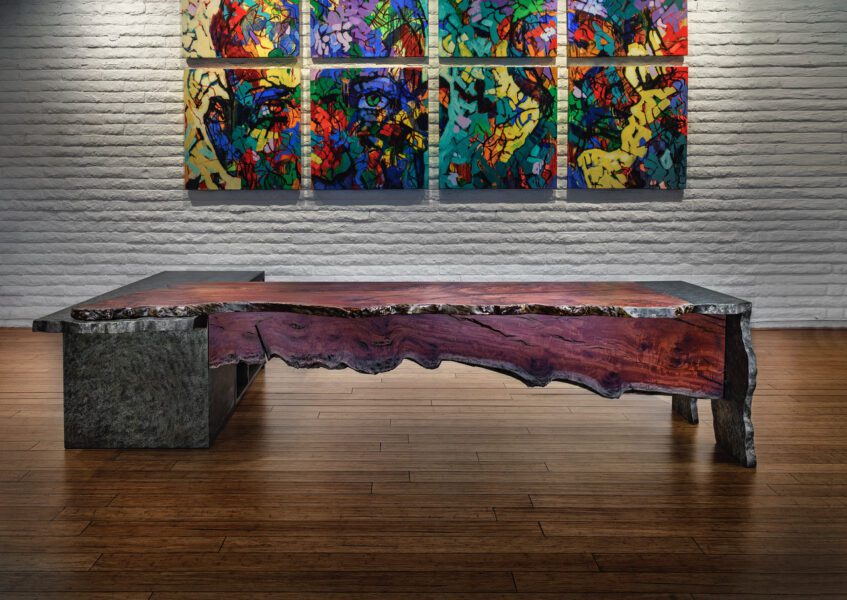 Eucalyptus Waterfall Patina Steel Desk