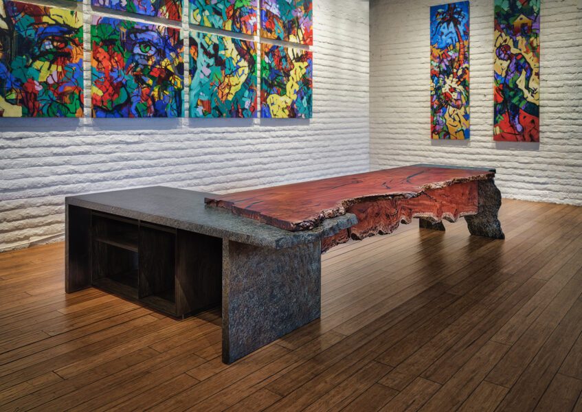 Eucalyptus Waterfall Patina Steel Desk