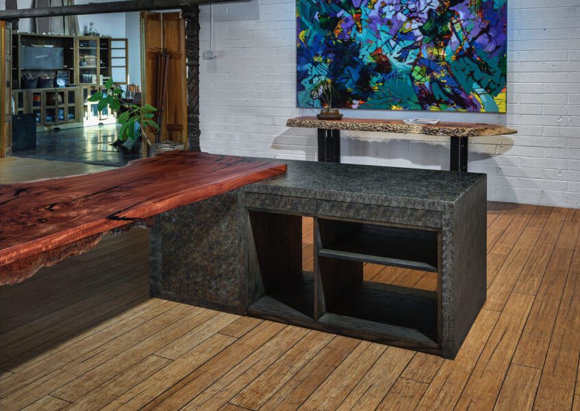 Eucalyptus Waterfall Patina Steel Desk