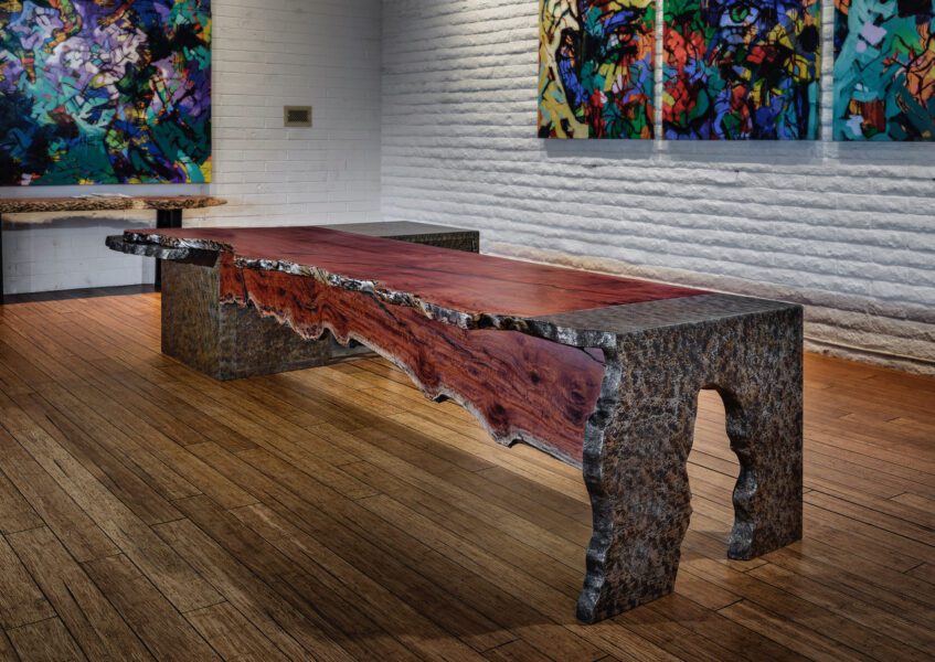 Eucalyptus Waterfall Patina Steel Desk