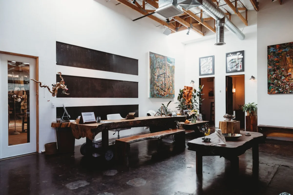 Big Ash Reception Table Ironwood Yoga Studios