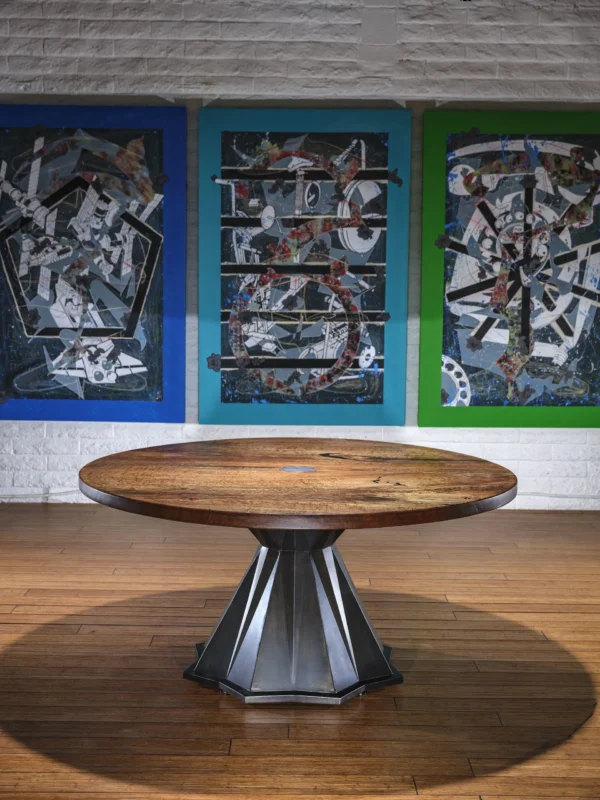 Eucalyptus Bleached Stained Walnut Round Tech Table