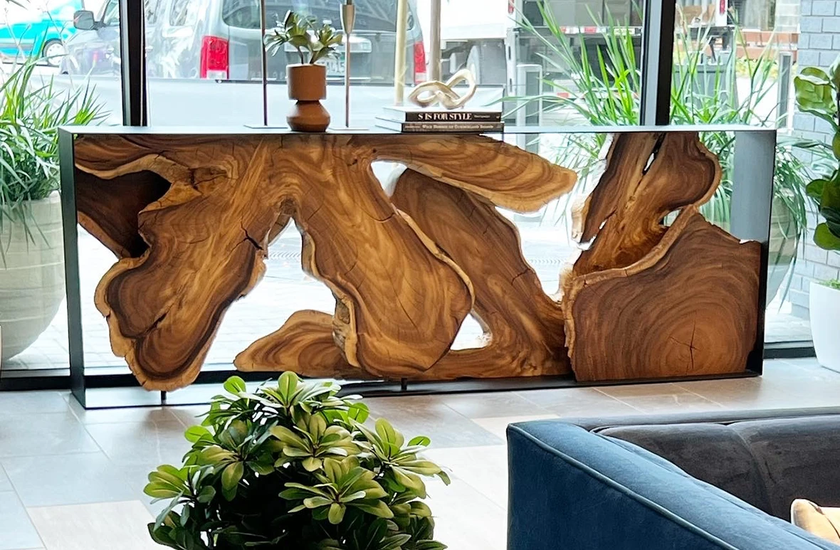 Teak and Steel Art Piece
